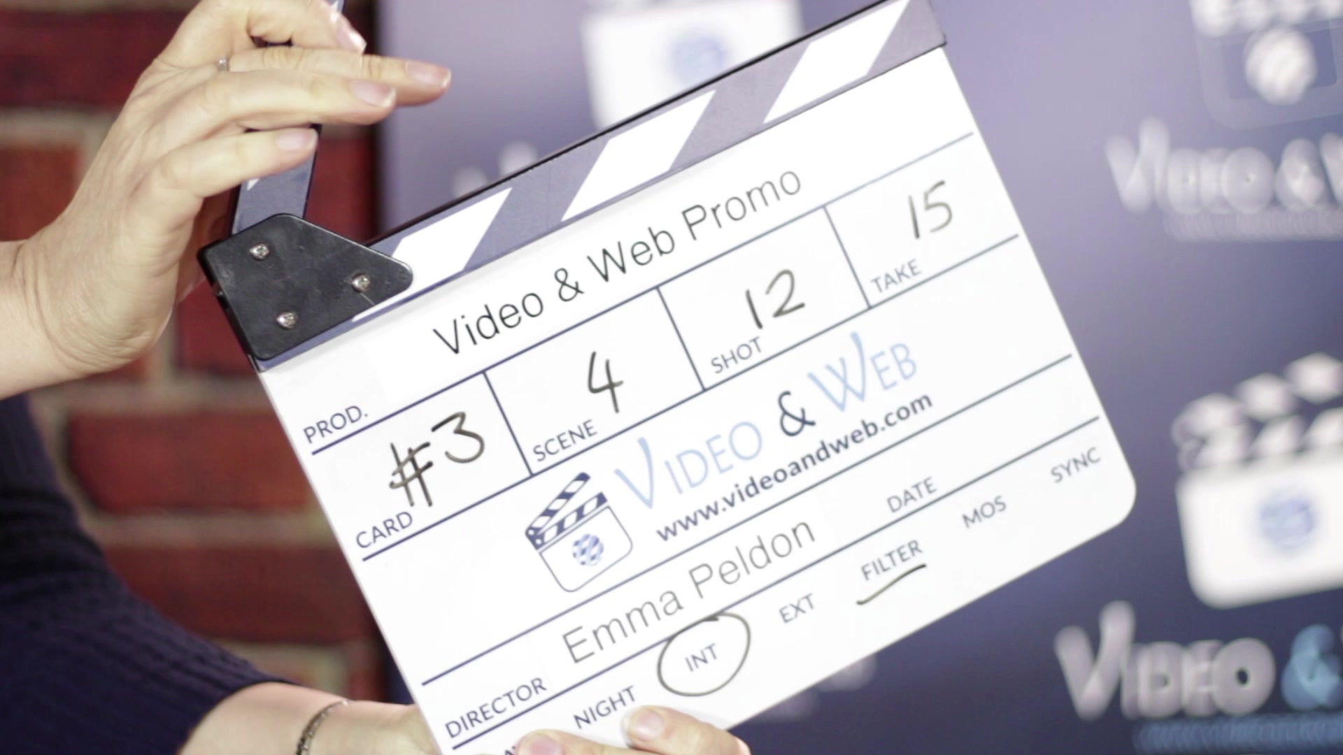 Video & Web promotional film clapperboard representing the production of a business video.