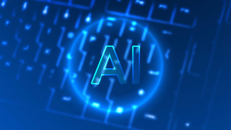 AI lit up against a blue background