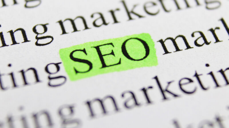 typed words with the letters SEO highlighted