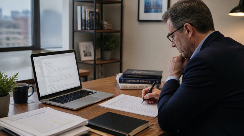 Professional reviewing and editing a document created with digital assistance